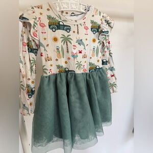 Playful Bamboo Kids Dress with Green Skirt